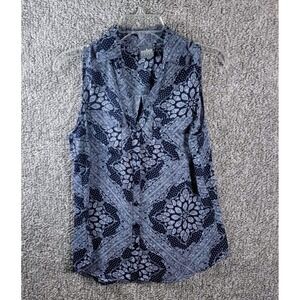 Soho &‎ Company Floral Sleeveless Button Down Blue White Paisley - Womens Small